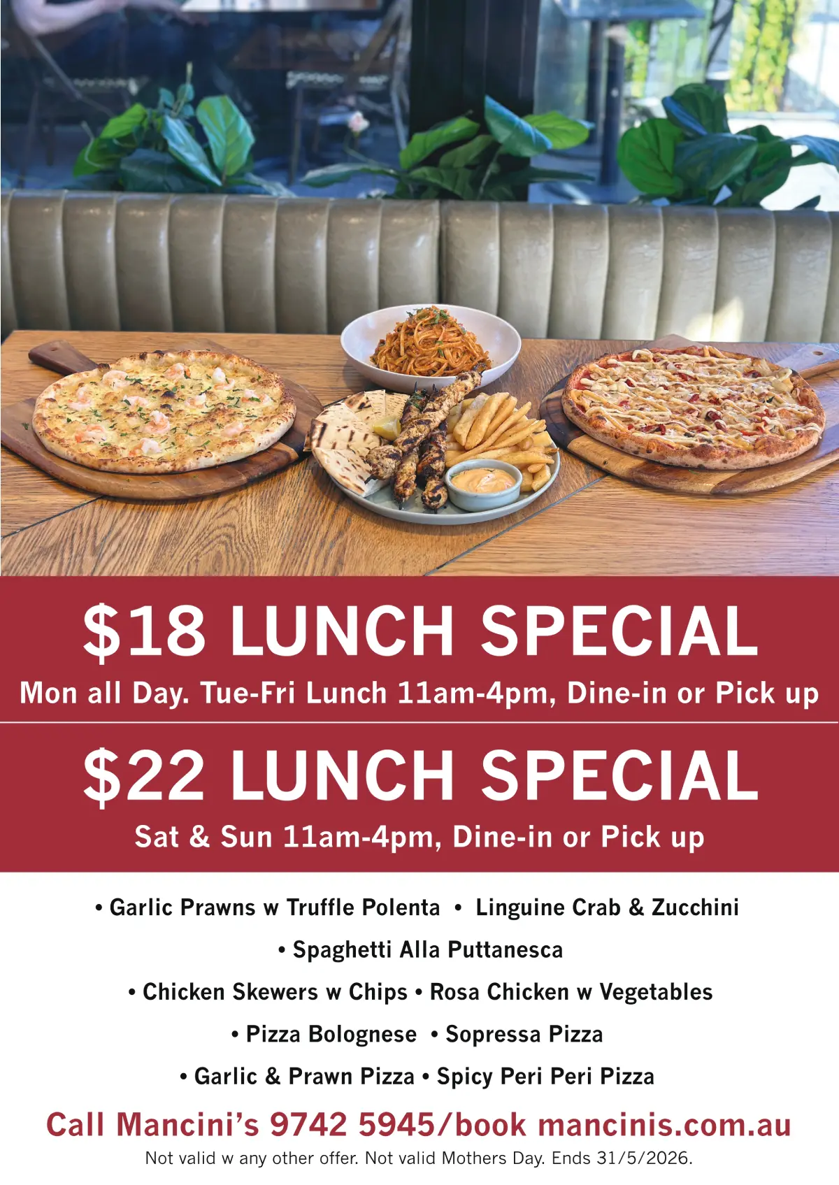 15 Mon-Thurs Special Poster Mon-Thurs Special Poster